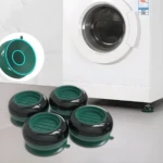 Set x2 soportes antivibración goma verde y negro para lavadora, estabiliza y protege suelos.