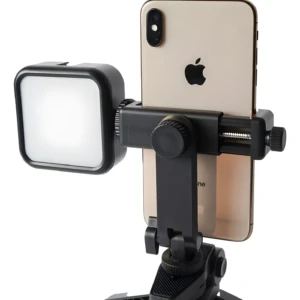 Set de 2 soportes universales para celular con trípode, ideal para grabar videos estables.