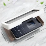 Soporte celular impermeable adhesivo café para pared, muestra móvil con música, ideal para ducha.