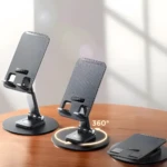 Soportes plegables negros para celular ajustables en ángulo, 360°. Set x4, para videos y trabajo.
