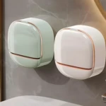 Jaboneras de ducha adhesivas, verde menta y blanco marfil, con detalle dorado, para mantener el jabón seco.