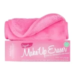 Toalla desmaquilladora rosa de microfibra, marca Make Up Eraser.