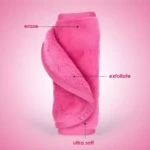 Toalla desmaquilladora rosa de microfibra, suave, exfoliante, para borrar maquillaje.