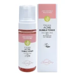 Tónico de burbujas acné 4 en 1 Grace Day, envase dispensador y empaque en caja blanca, con beneficios antiarrugas y blanqueamiento.