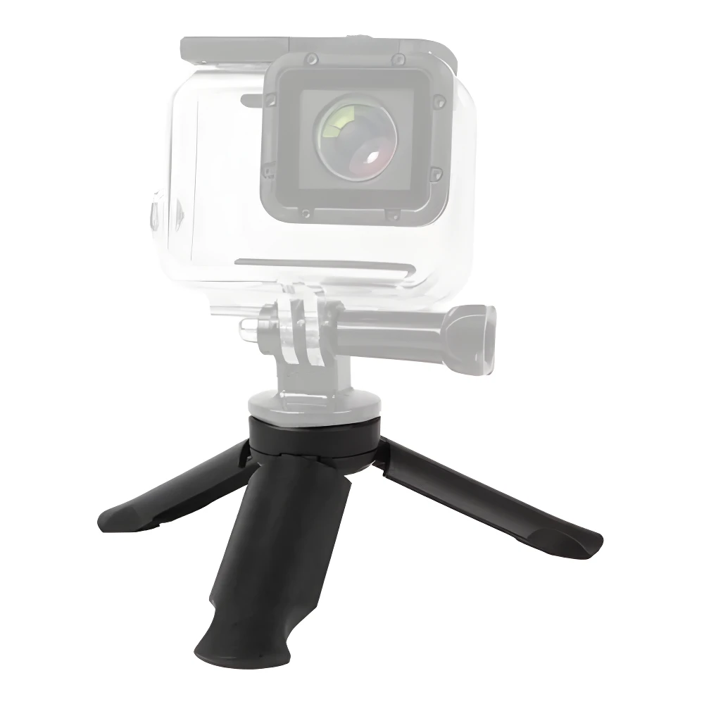 Trípode miniatura plegable negro para cámara con estabilizador, base expandible.