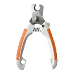 Cortauñas para mascotas Wahl con mango blanco y agarre antideslizante naranja, tijera tipo guillotina y resorte central.