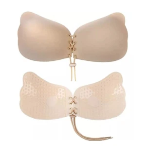 Brasier sujetador invisible color piel, con encaje frontal y textura de puntos, dos unidades.