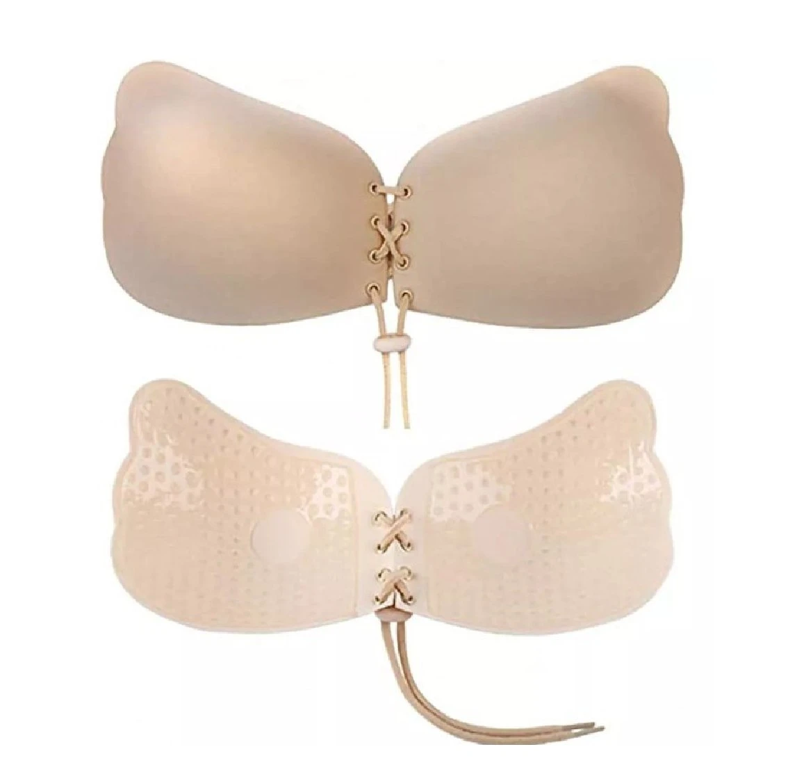 Brasier sujetador invisible color piel, con encaje frontal y textura de puntos, dos unidades.