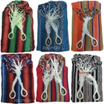 Hamacas de colores con cuerdas blancas y aros metálicos para colgar, 6 modelos diferentes.