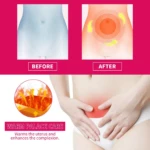 Parches de calor para alivio del dolor menstrual, muestran efecto antes y después.