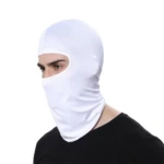 Pasamontañas blanco para moto o bicicleta, cubre cara completa y cuello.