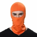 Pasamontañas naranja para ciclismo o moto, cubre cabeza y cuello, con abertura para ojos.