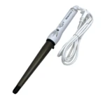 Rizador cónico Remington blanco con barril cónico para crear ondas en el cabello.