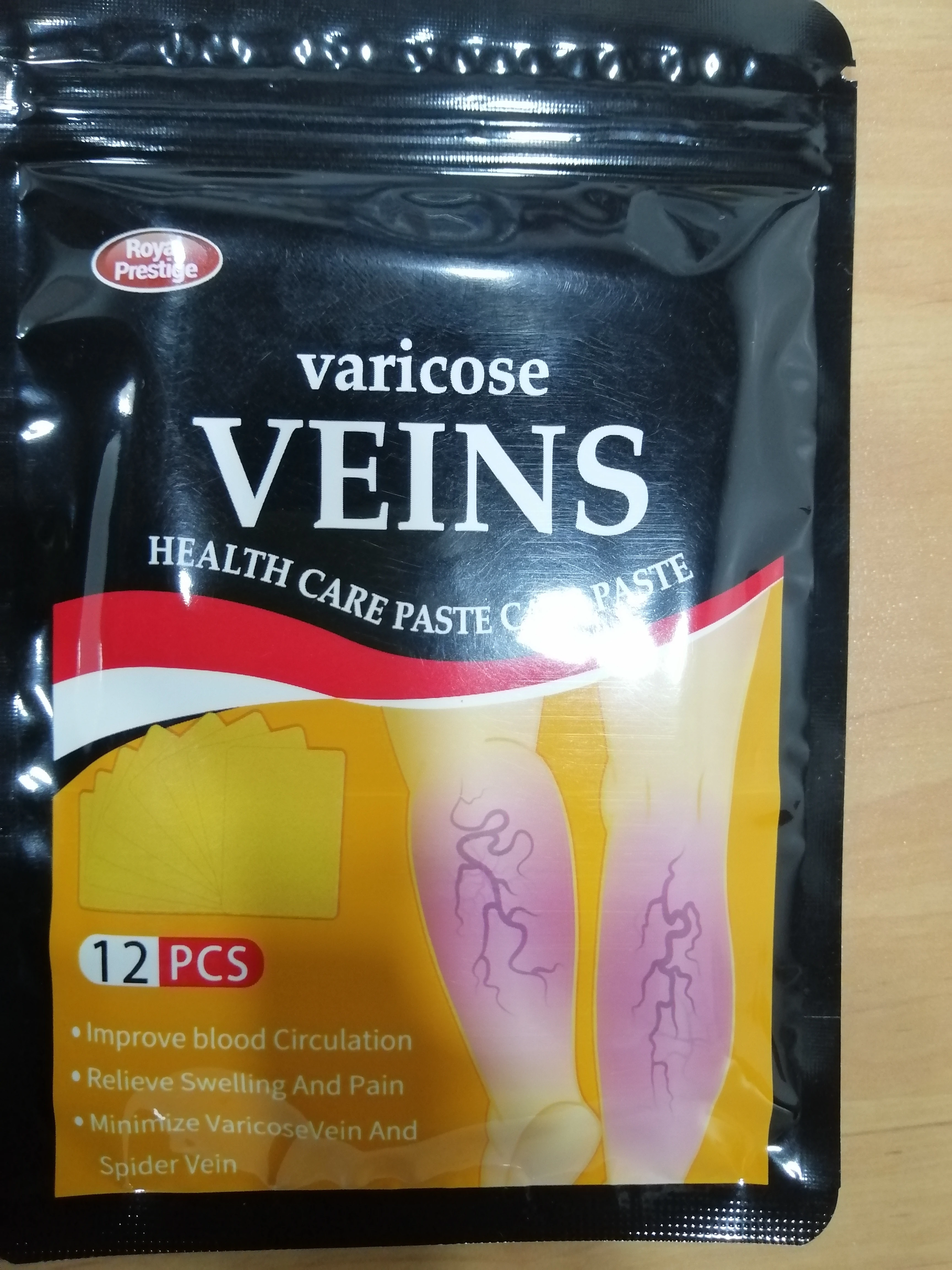 Parche Varicose Veins Royal Prestige, 12 unidades, para aliviar venas varicosas y arañas vasculares.