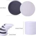 Mini organizador de joyas portátil blanco con 4 niveles giratorios, 10cm de diámetro y 9.5cm de alto.