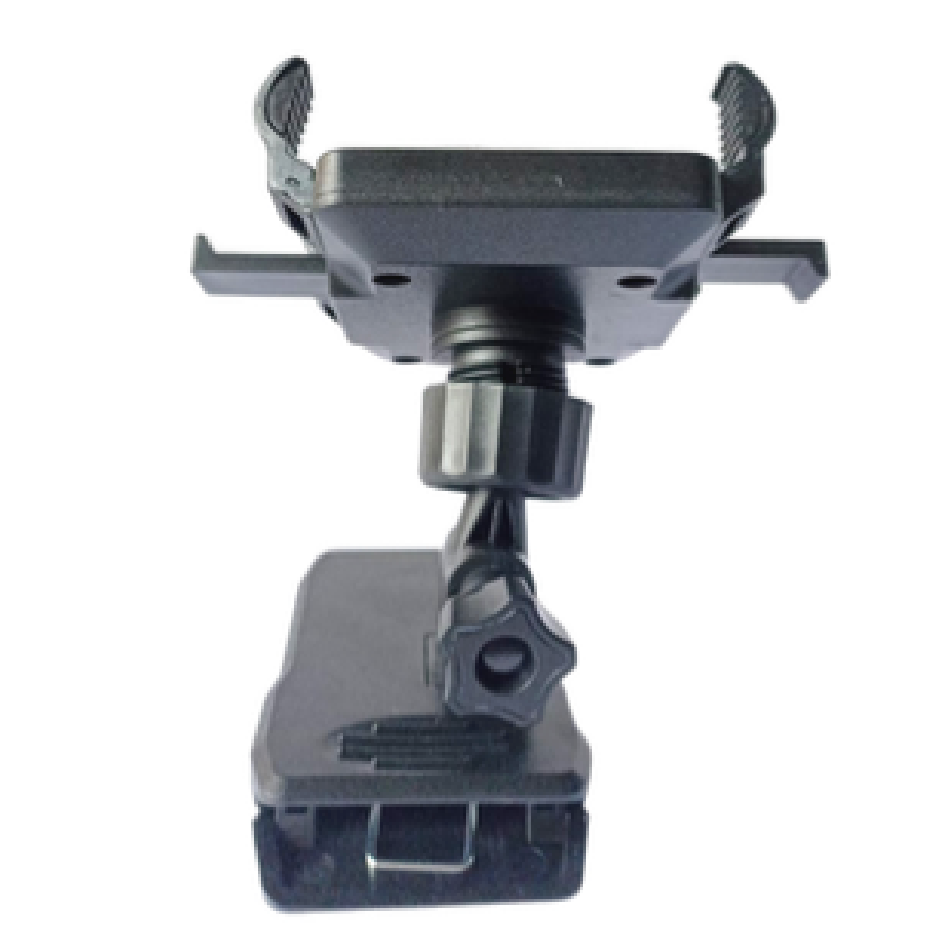 Soporte holder celular pinza morral, ajustable, color negro, para fijar en morrales.