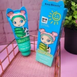 Tubo y caja de protector solar infantil Aloe Vera SPF 50, con dibujo animado, 70 ml.