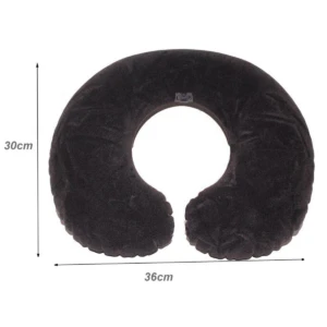 Cojín de viaje cervical Intex 68675, negro, suave, forma de U, para cuello y descanso.