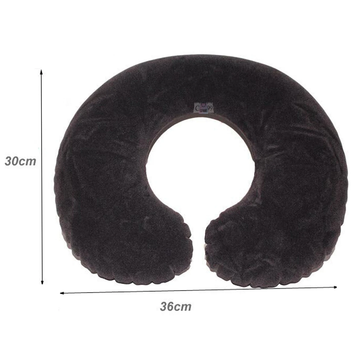 Cojín de viaje cervical Intex 68675, negro, suave, forma de U, para cuello y descanso.