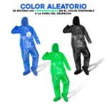 Set de 3 impermeables para moto en colores azul, verde y negro, con capota.