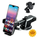 Set x2 Soporte celular para carro negro, ajustable, con ventosa de alta adherencia y diseño premium.