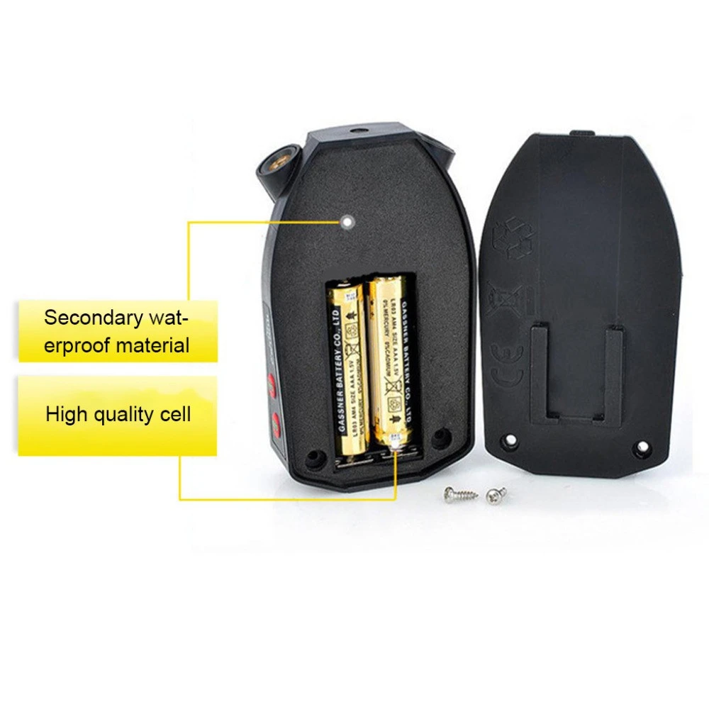 Luz trasera de bicicleta con proyector, dos baterías AAA y tapa removible. Material impermeable.