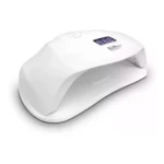 Lámpara de uñas LED SUN de 72W color blanco con diseño ergonómico, pantalla digital superior y temporizador para secado profesional de esmalte.