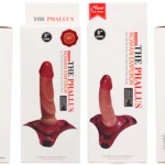 Cajas de arnés erótico para mujer The Phallus, modelo Roman Emperor, color rojo, 8 pulgadas.