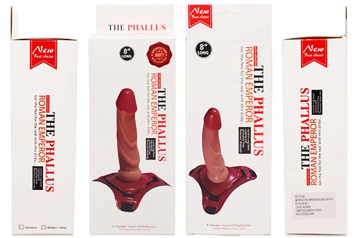 Cajas de arnés erótico para mujer The Phallus, modelo Roman Emperor, color rojo, 8 pulgadas.