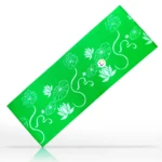 Tapete de yoga verde con diseño de flores de loto blancas, antideslizante, ideal para ejercicios.