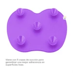 Base limpiadora de brochas morada con 5 copas de succión para mejor adherencia.