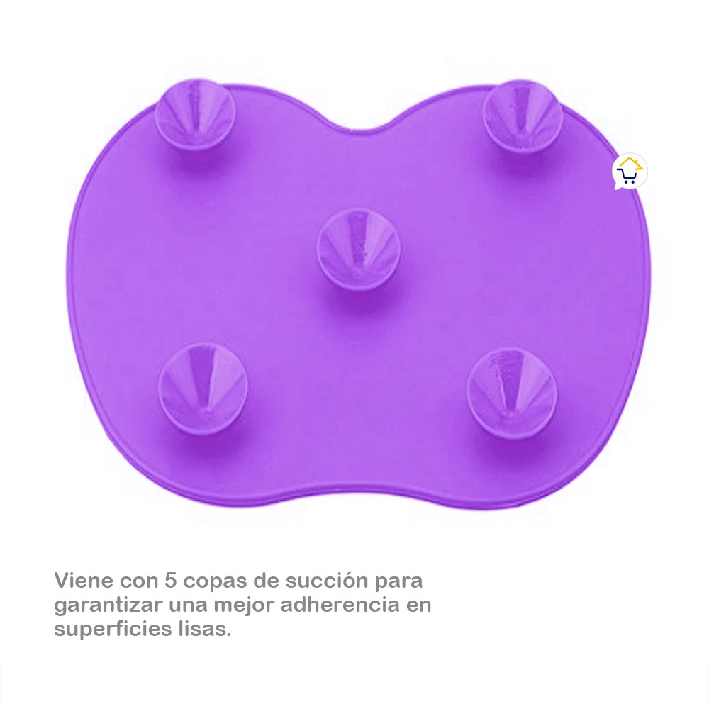 Base limpiadora de brochas morada con 5 copas de succión para mejor adherencia.