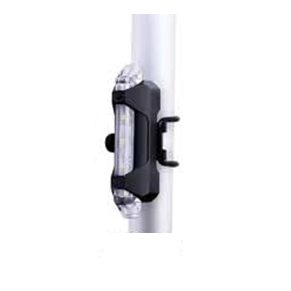 Luz recargable impermeable para bicicleta, negra, con 4 LEDs blancos, montaje en poste.