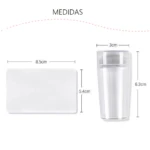 Set de 2 sellos de silicona para manicure, uno rectangular de 8.5x5.4cm y uno cilíndrico de 3x6.2cm.