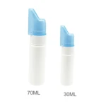 Set x2 frascos irrigadores nasales portátiles, blanco con tapa azul, 70ml y 30ml.