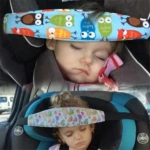 Sujetador de cabeza para bebé en silla de carro, diseño de búhos, azul, 2 unidades.