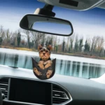 Adorno colgante de perro Yorkshire Terrier en bolsillo negro para auto, detalle adorable para el interior.