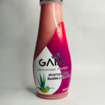 Botella de shampoo GAIA de keratina y aloe vera, color rosa, 500ml.