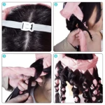Rizador en frío tipo pulpo para hacer trenzas; accesorio de pelo rosa acolchado para rizar sin calor.