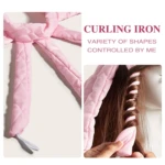 Rizador en frío rosa acolchado, tipo pulpo, para crear ondas y trenzas sin calor en el cabello.