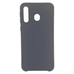 Funda protectora de silicona gris oscuro para Samsung M30 con recorte para cámara.