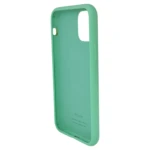 Funda de silicone verde menta para iPhone 11 Pro, vista interior con inscription "iPhone".