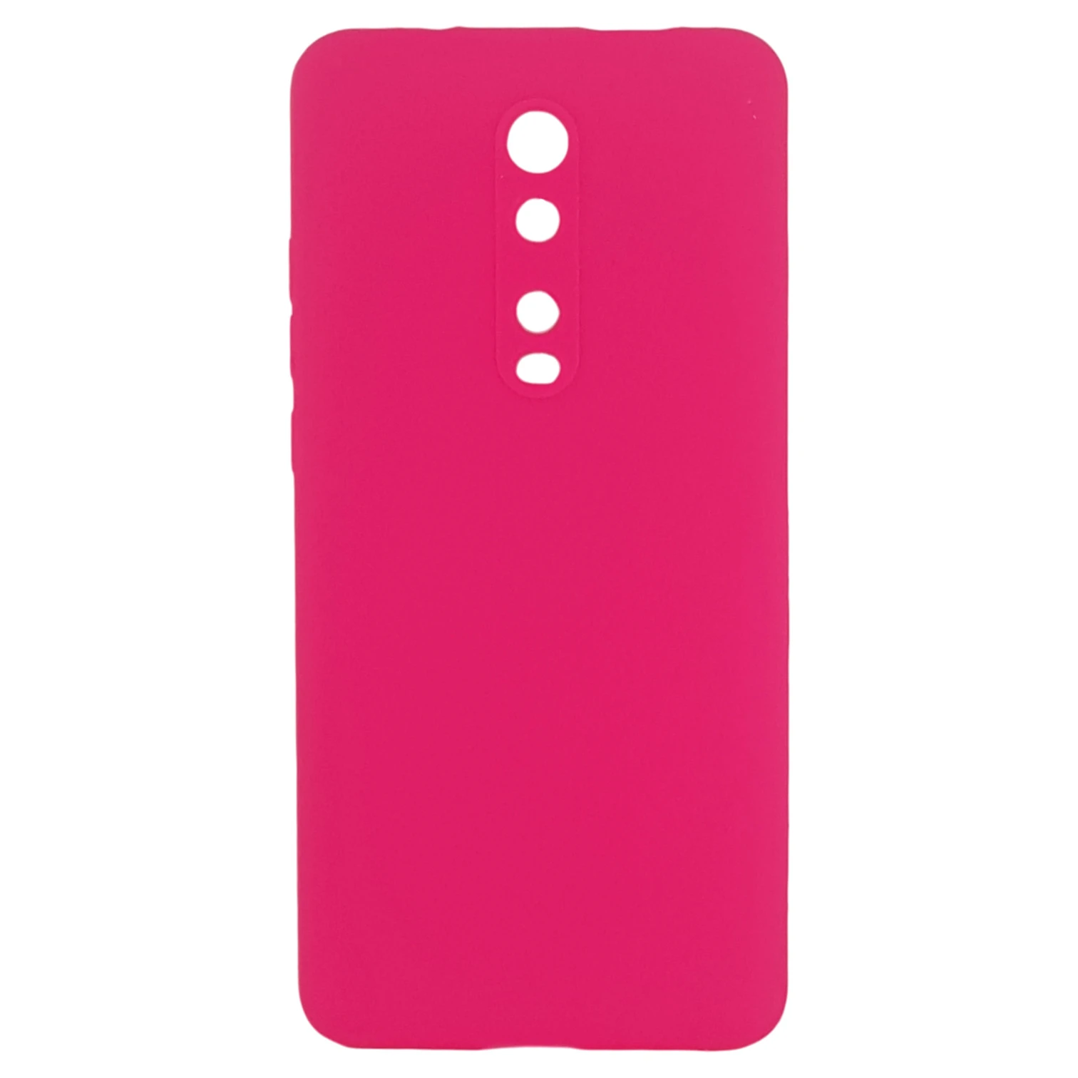 Funda de silicona rosa vibrante para Xiaomi Mi 9T con recorte para cámaras.