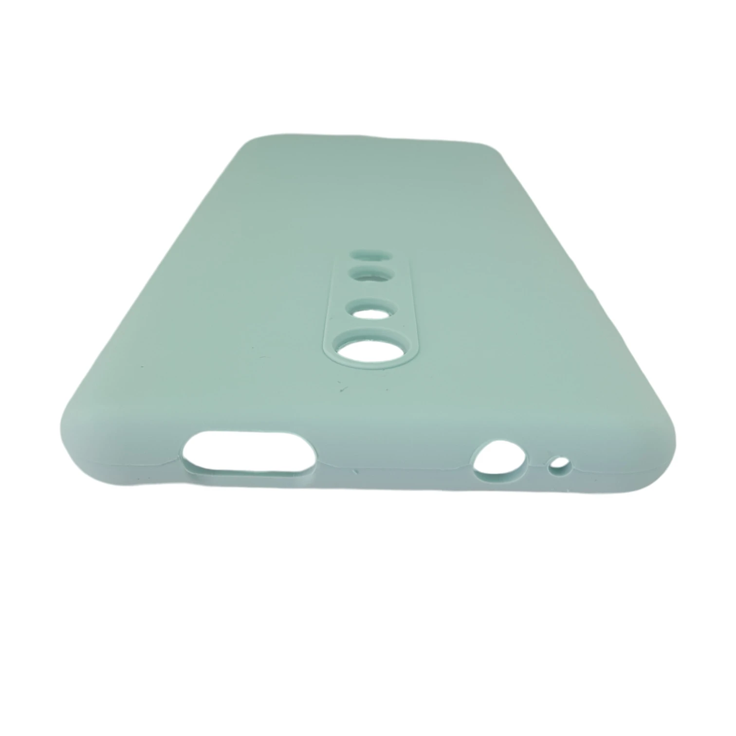 Protector de silicona suave color menta para Xiaomi Mi 9T, con recortes para cámara y puertos.