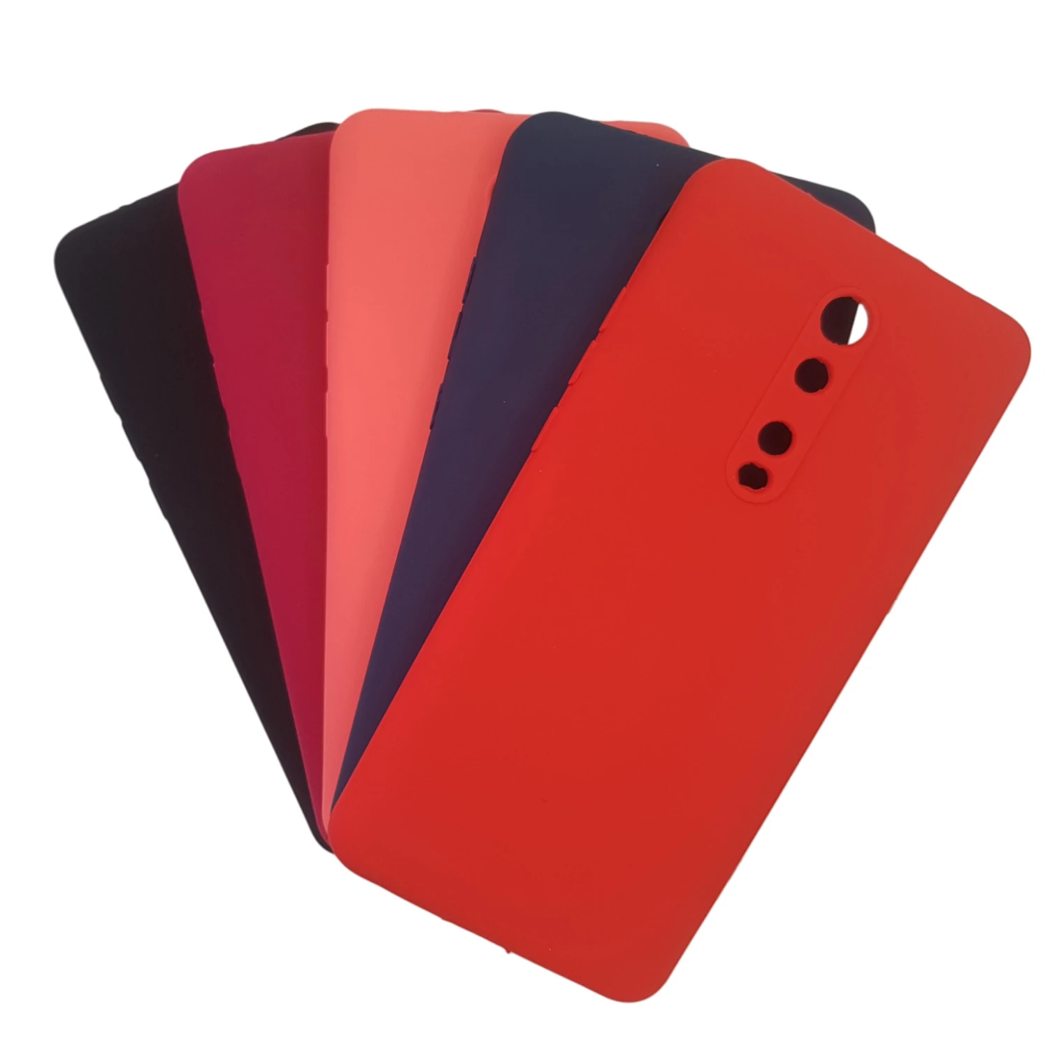 Set de 2 protectores de silicona para Xiaomi Mi 9T en rojo, coral, fucsia y negro.