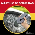Martillo de seguridad gris con punta afilada para romper ventanas de coche.