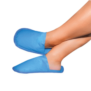 Pantuflas azules de terapia para pies cruzados, para calor o frío.
