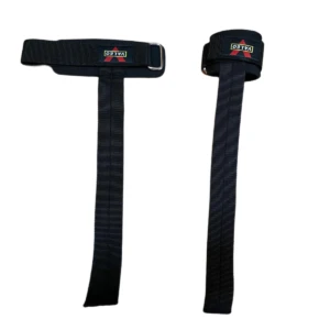 Straps de entrenamiento con muñequeras negras Valeo, ideales para levantamiento de pesas.