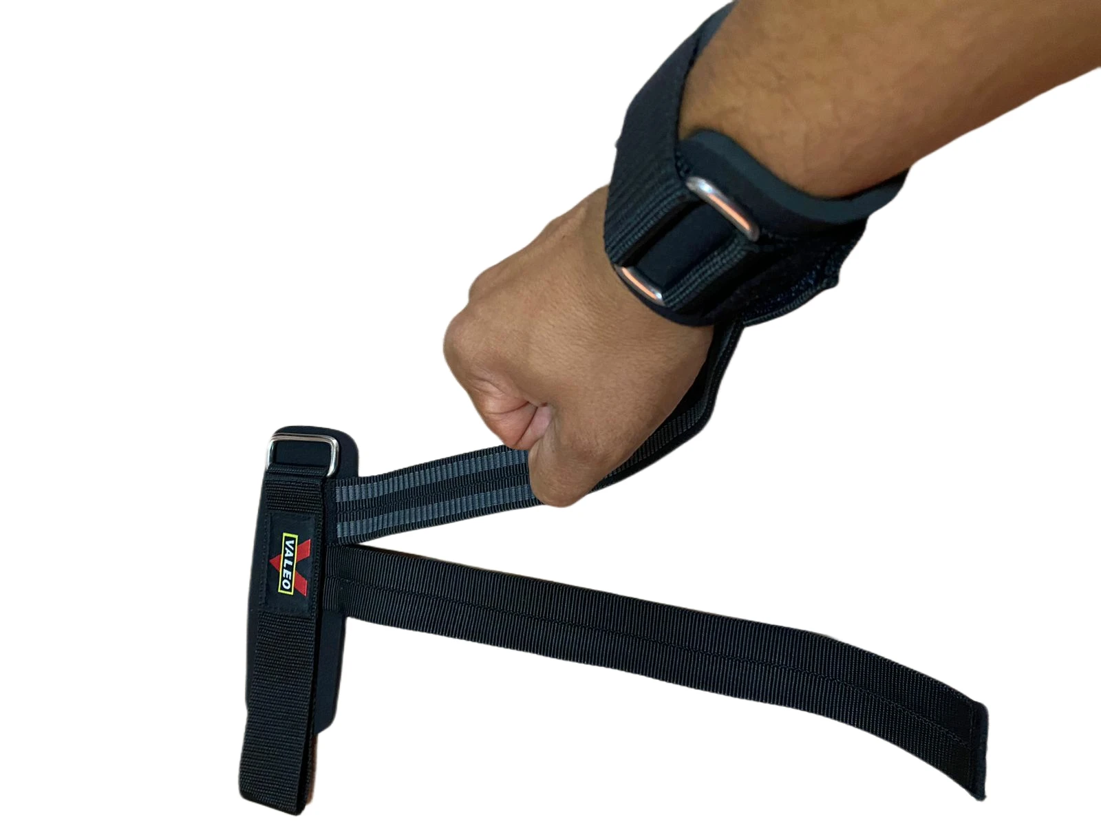Straps para gimnasio Valeo negros con muñequera acolchada, para levantamiento de pesas.