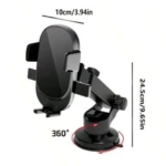 Soporte para celular de carro, negro, 360°, 10cm/3.94in ancho, 24.5cm/9.65in alto.